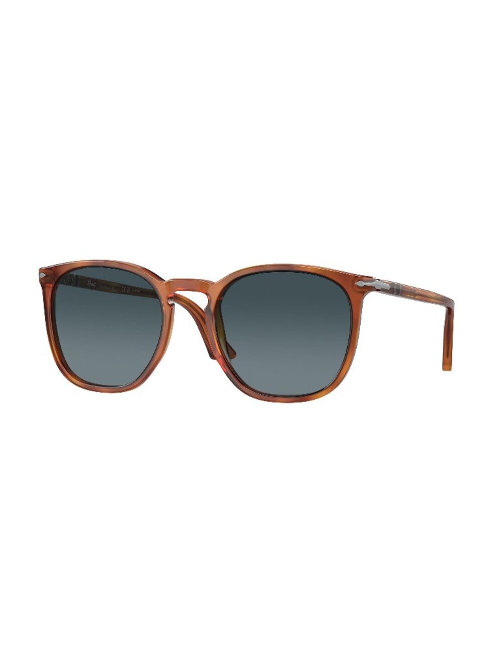 New Persol Unisex Sunglasses Brown Square Blue Lens Acetate Frame PO3316S 96 S3